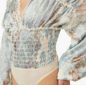 🆕 Free People Worth the Wait Floral Long Sleeve Bodysuit